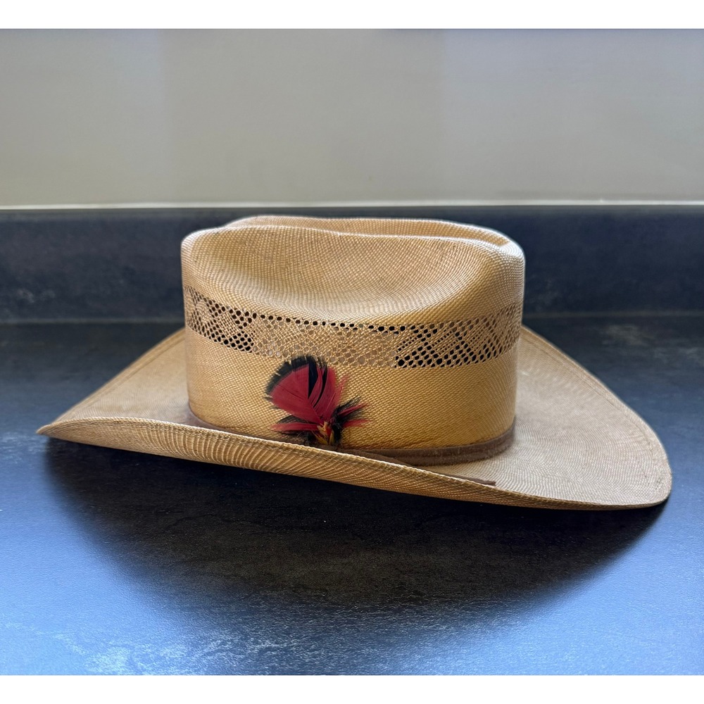 Resistol Cutt Horse Straw Cowboy Hat 6 3/4 Long Oval Self Conforming Vintage